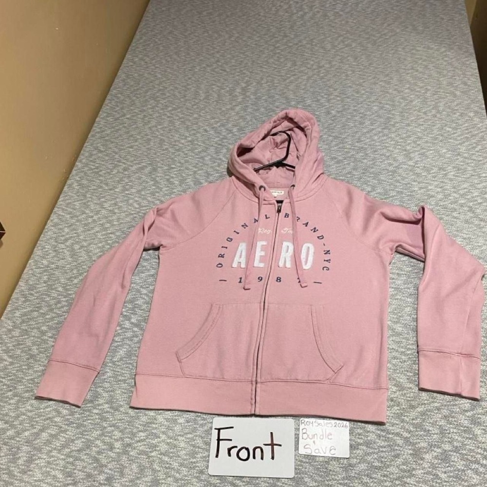 Pink Aeropostale zip up hoodie women L. SKU-C132#aeropostale